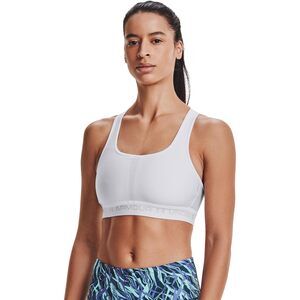 Under Armour Womens Crossback Mid Impact Sports Bra , White Halo Gray , Medium